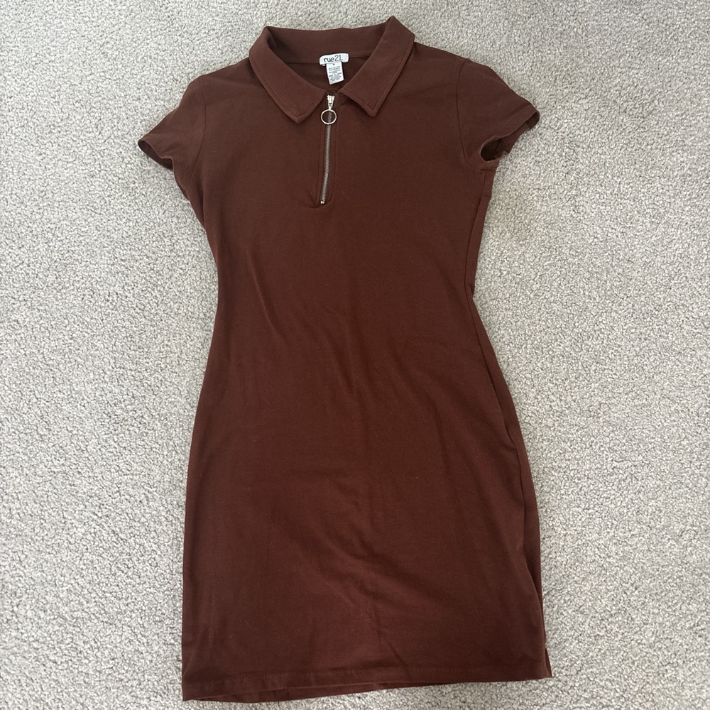 Rue21 Chocolate Brown Collared Mini Dress